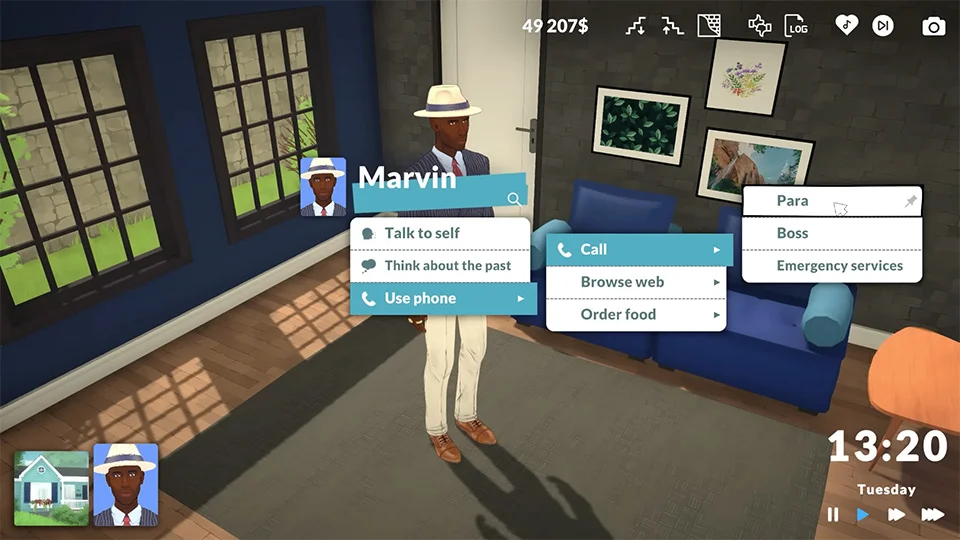 All interactions can be accessed with a drop-out menu